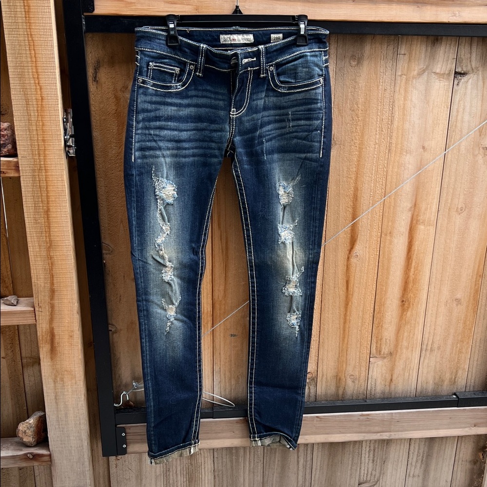 BKE Dark Blue Distressed Skinny Jeans